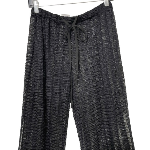88 Madison L Black Swim Cover Up Pants, Fishnet, Mesh, Spandex with Tie Waist - Picture 2 of 7